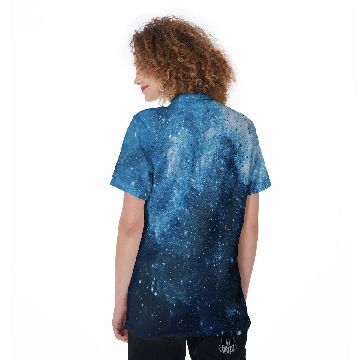 Galaxy Space White Cloud Print Women's Golf Shirts-grizzshop