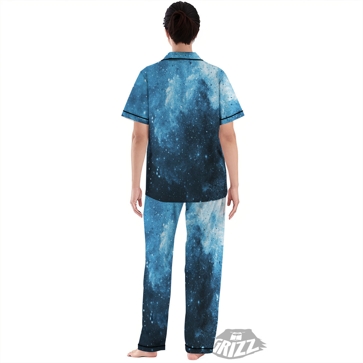 Galaxy Space White Cloud Print Women's Pajamas Set-grizzshop