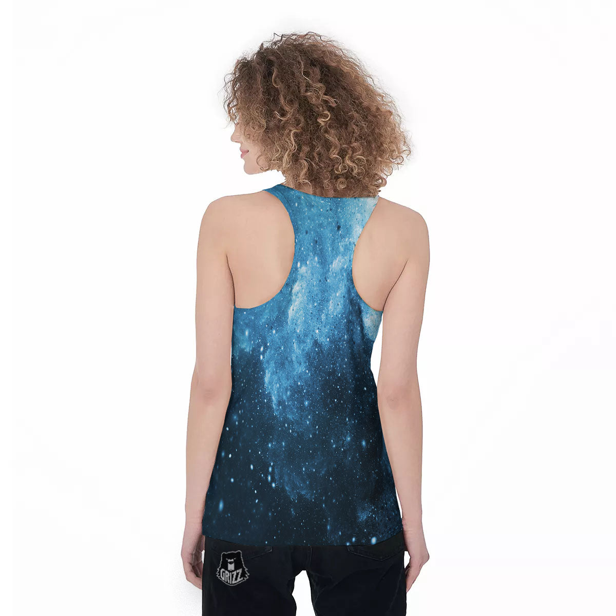 Galaxy Space White Cloud Print Women's Racerback Tank Top-grizzshop