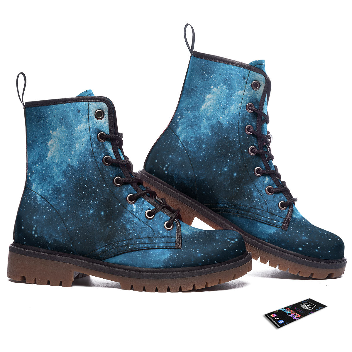 Galaxy Space White Cloud Print Work Boots-grizzshop