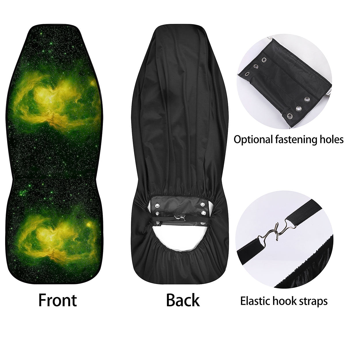 Galaxy Sparkle Green Print Car Seat Covers-grizzshop