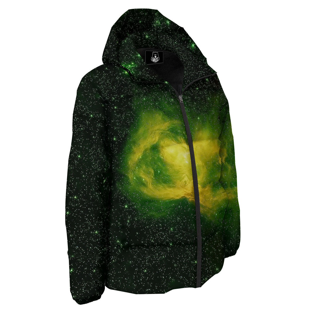 Galaxy Sparkle Green Print Down Jacket-grizzshop