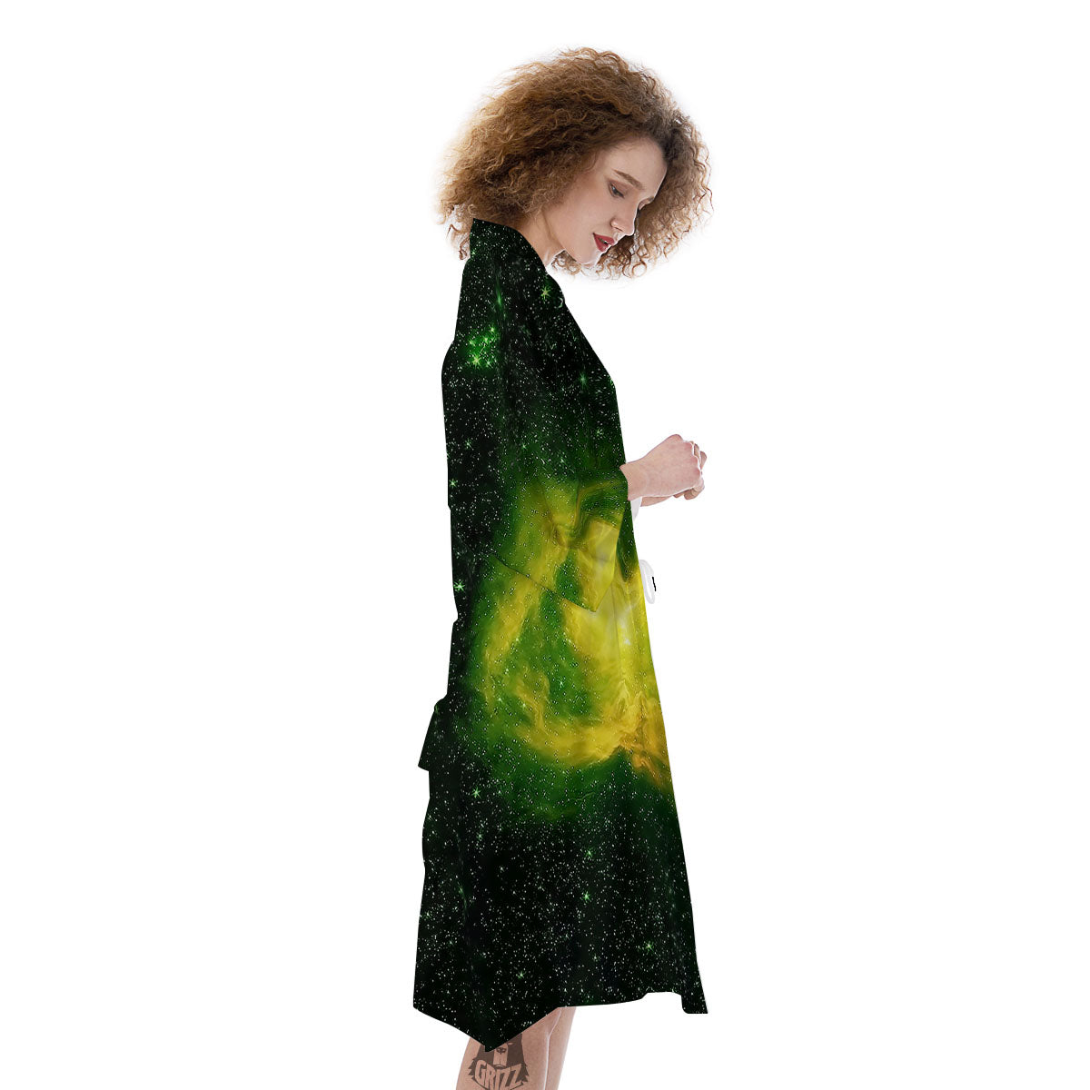 Galaxy Sparkle Green Print Kimono-grizzshop