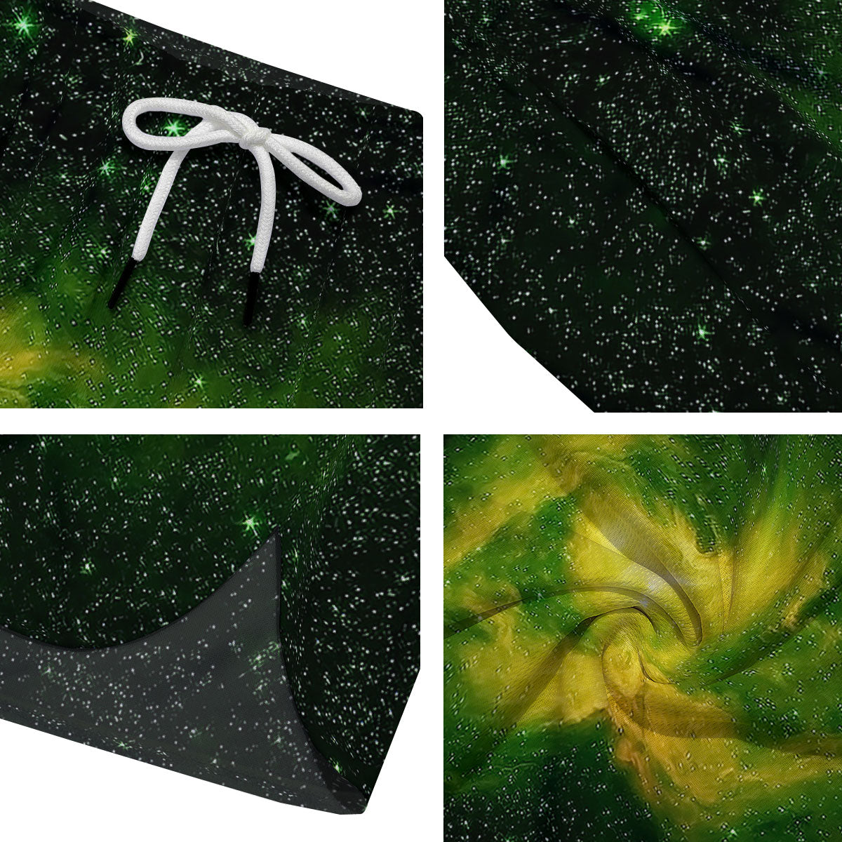 Galaxy Sparkle Green Print Men's Running Shorts-grizzshop