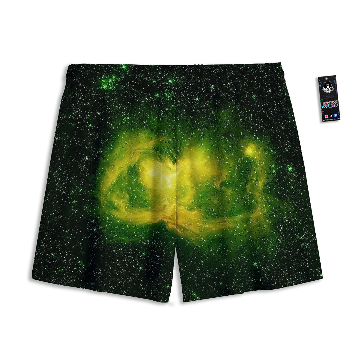 Galaxy Sparkle Green Print Mesh Shorts
