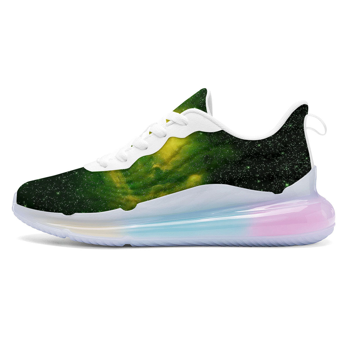 Galaxy Sparkle Green Print Running Sneakers-grizzshop