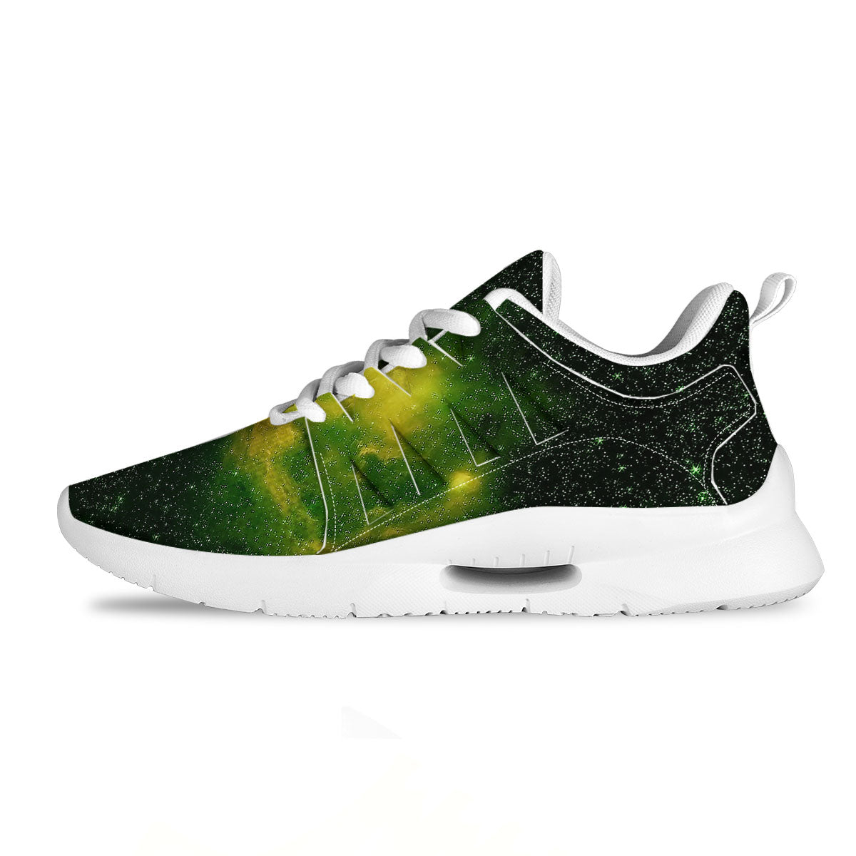 Galaxy Sparkle Green Print Tennis Shoes-grizzshop