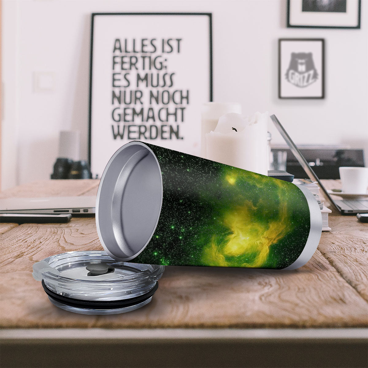 Galaxy Sparkle Green Print Tumbler-grizzshop