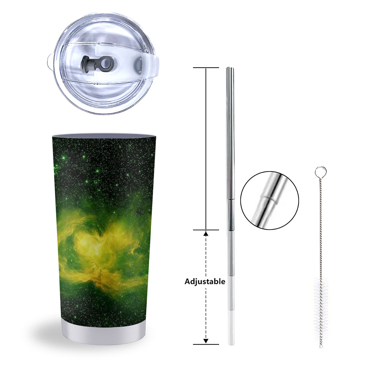 Galaxy Sparkle Green Print Tumbler-grizzshop
