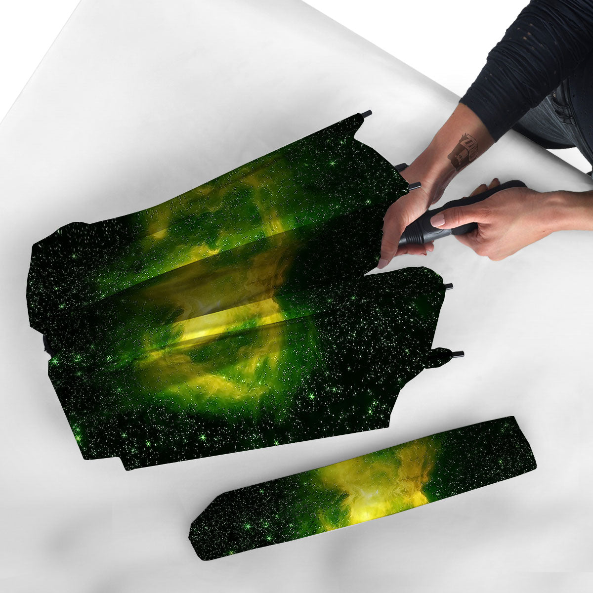 Galaxy Sparkle Green Print Umbrella-grizzshop