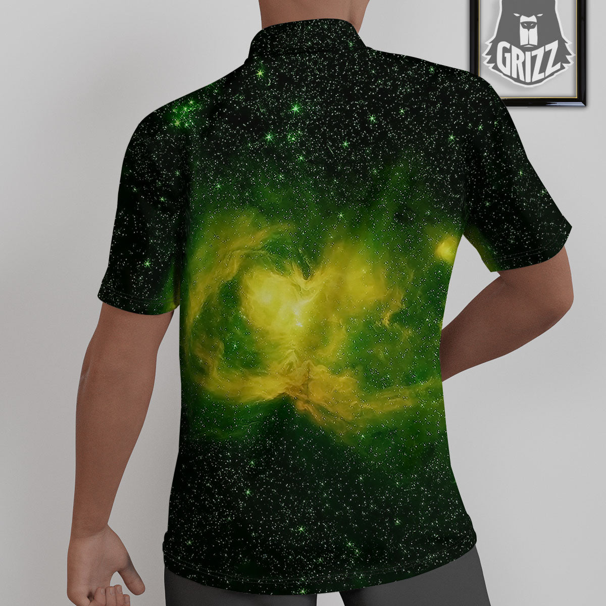 Galaxy Sparkle Green Print Untucked Shirts-grizzshop