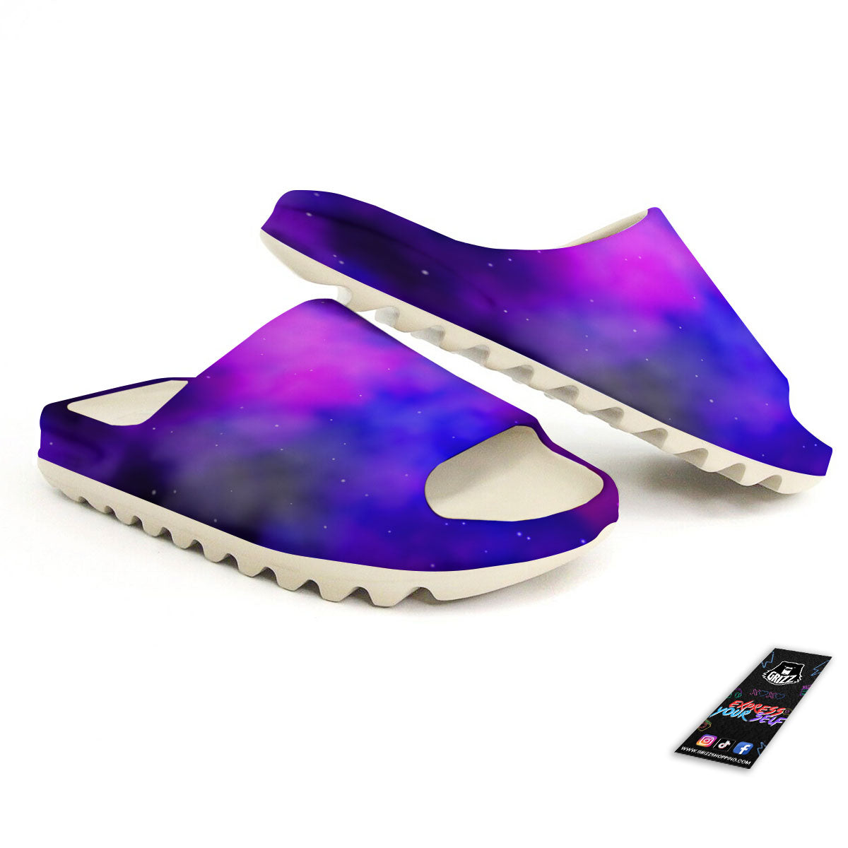 Galaxy Space Purple Nebula Cloud Print Sandals-grizzshop