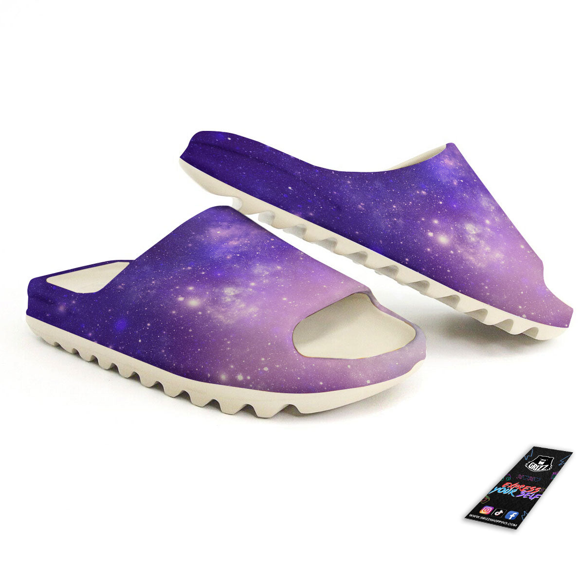 Galaxy Space Purple Stardust Cloud Print Sandals-grizzshop