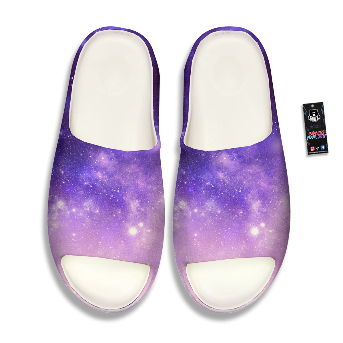 Galaxy Space Purple Stardust Cloud Print Sandals-grizzshop