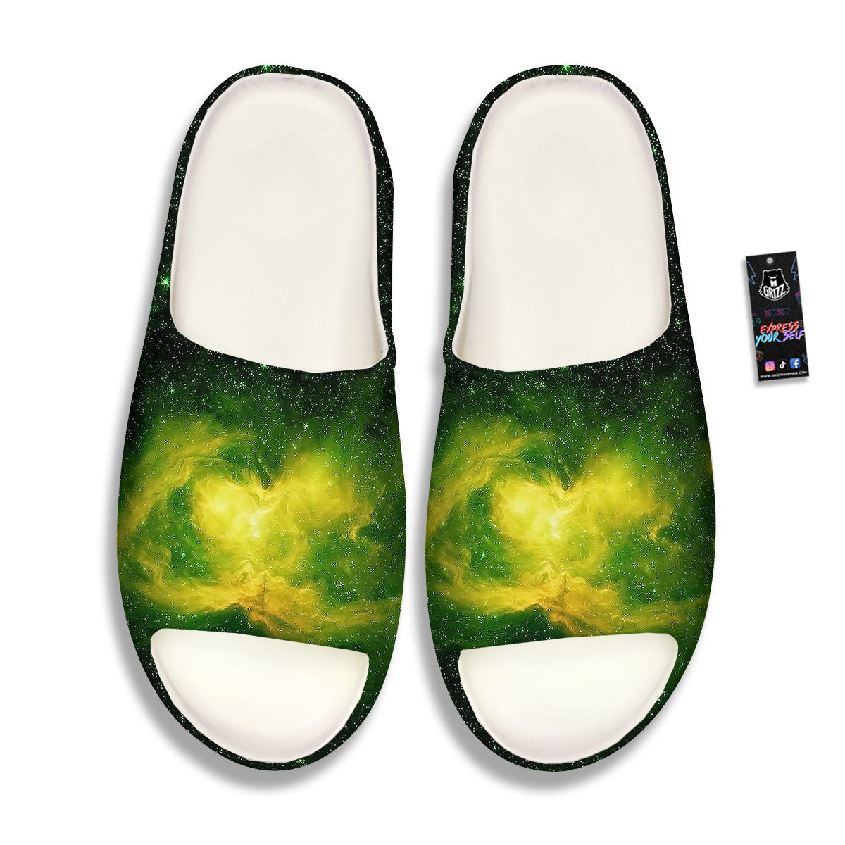 Galaxy Sparkle Green Print Sandals-grizzshop