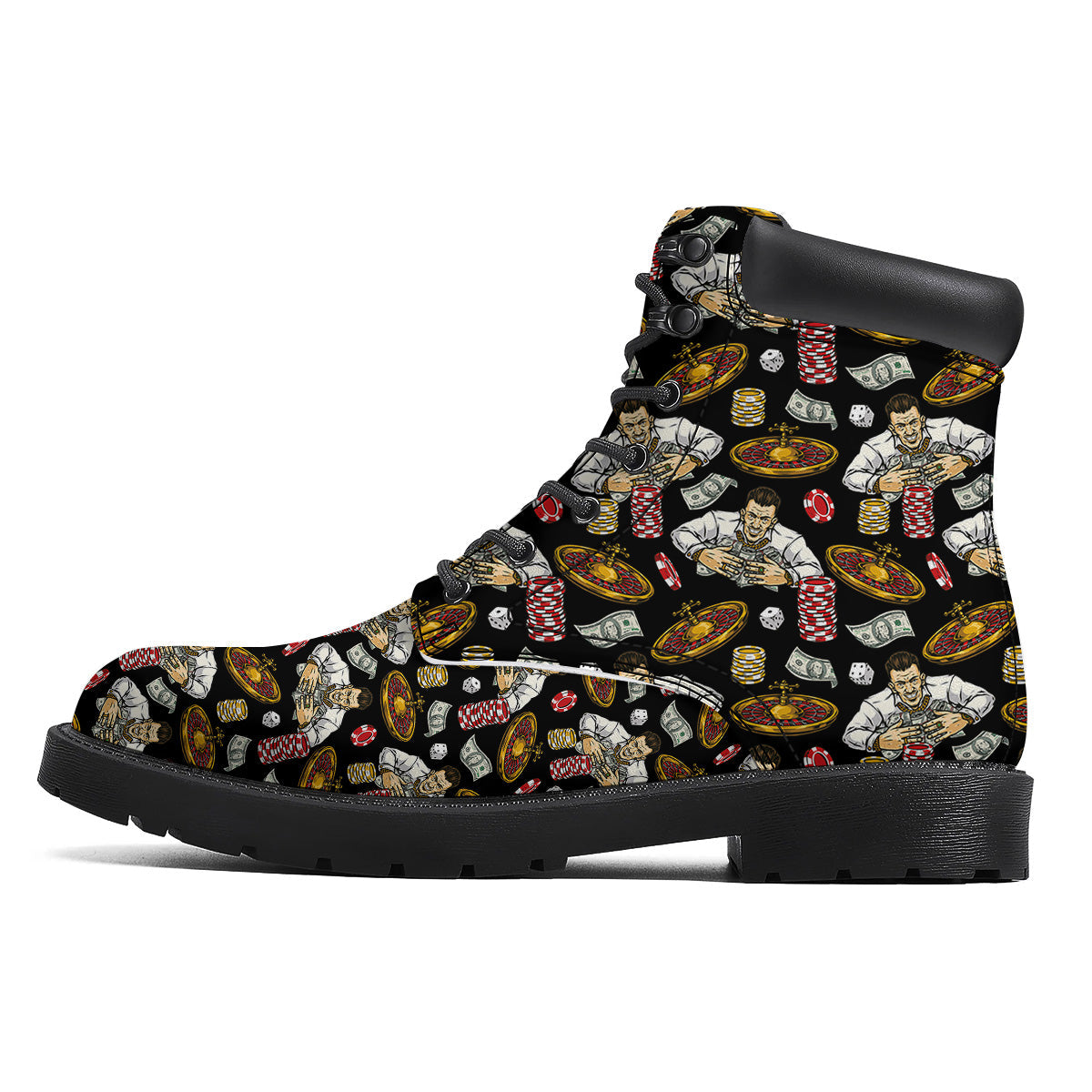 Gambling And Money Vintage Print Pattern Boots-grizzshop