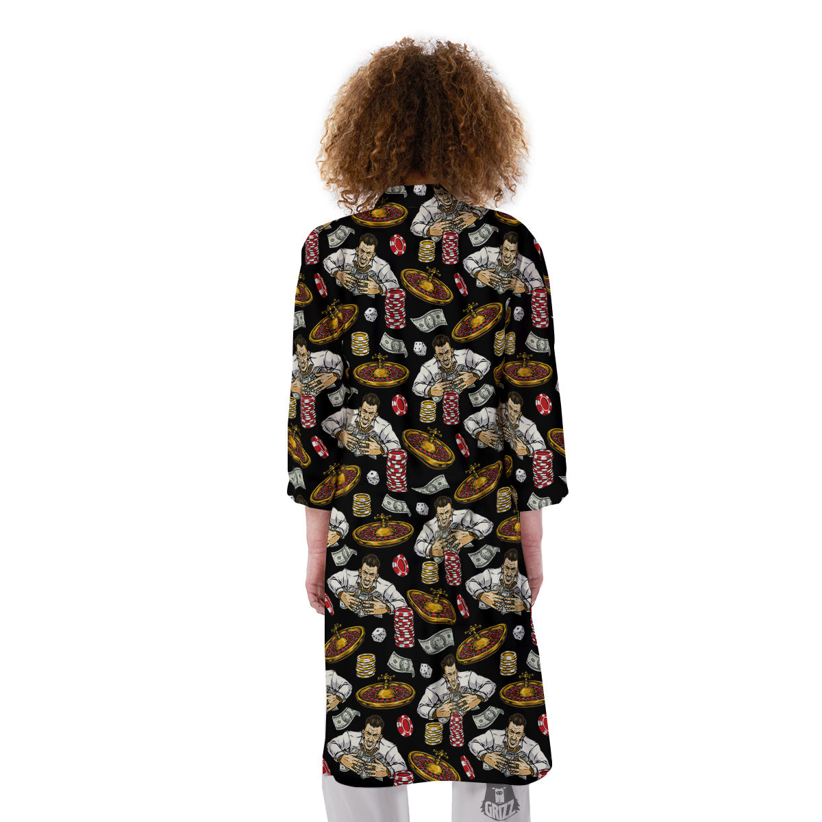 Gambling And Money Vintage Print Pattern Kimono-grizzshop