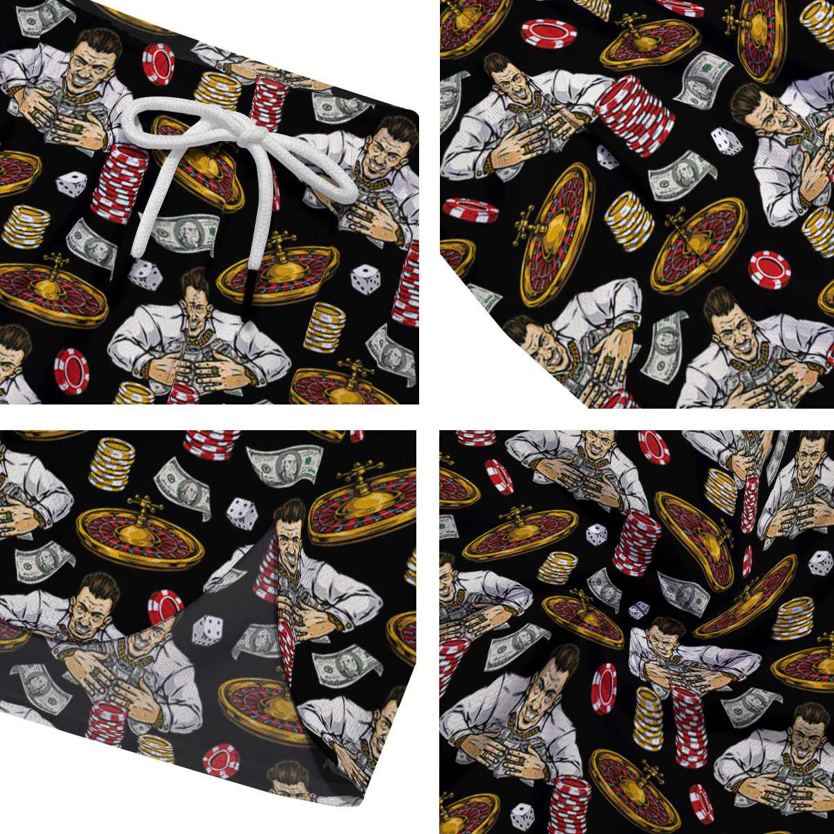 Gambling And Money Vintage Print Pattern Men's Running Shorts-grizzshop