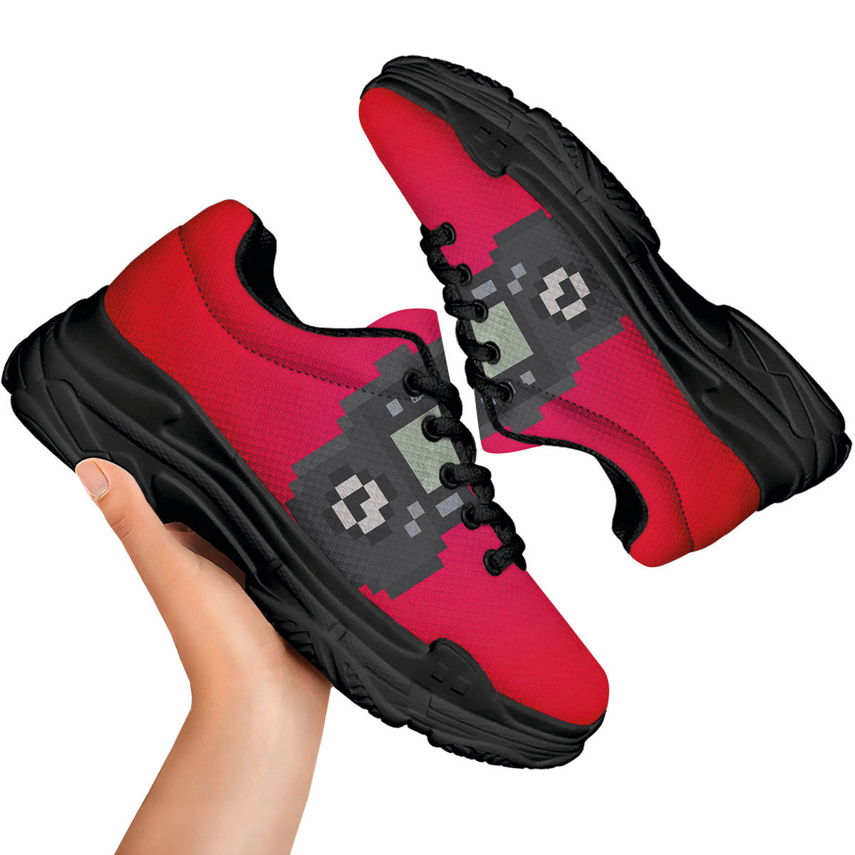 Game Items 8-Bit Pixel Print Black Chunky Shoes-grizzshop
