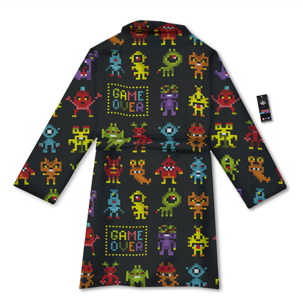 Game Monsters 8-Bit Video Print Pattern Bathrobe-grizzshop