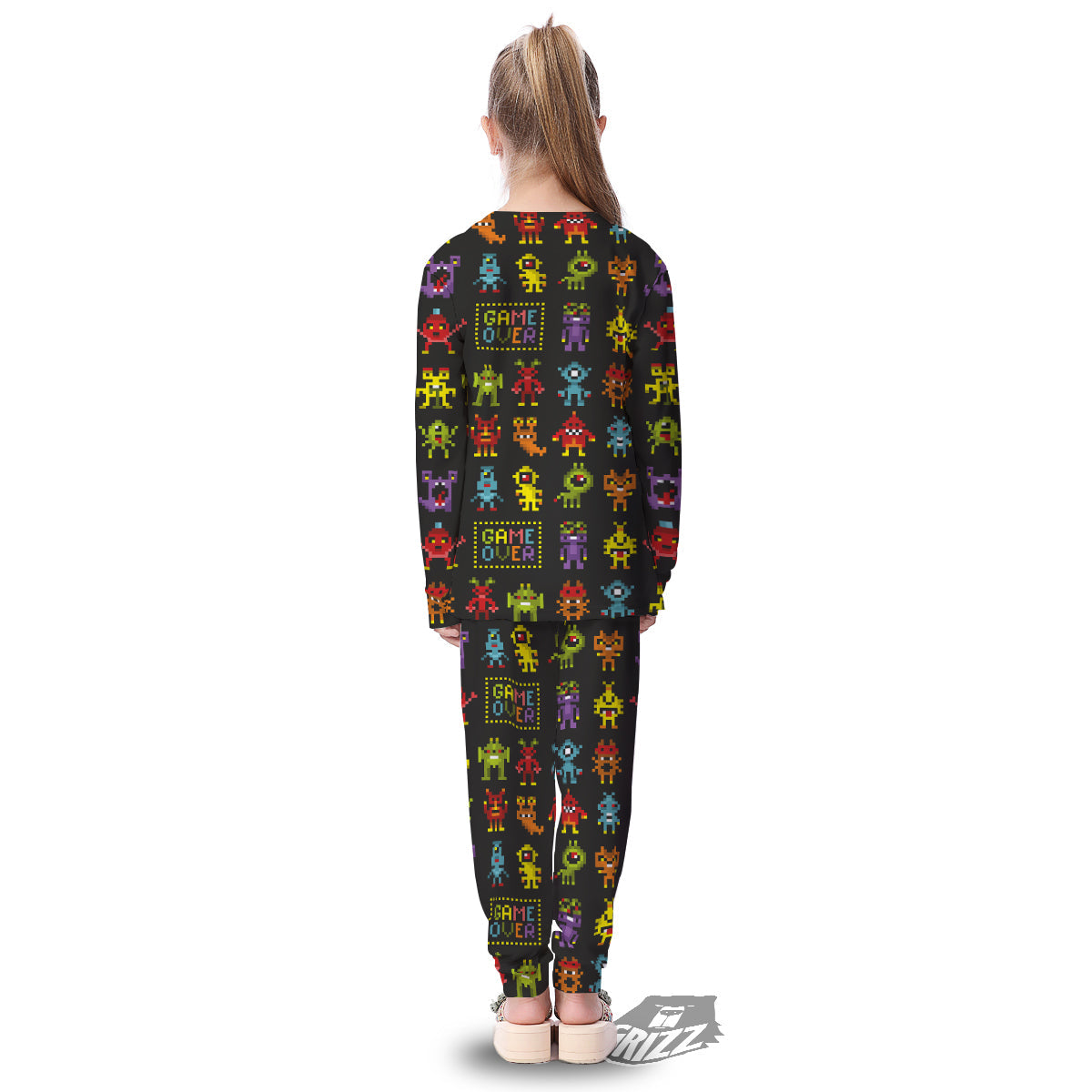 Game Monsters 8-Bit Video Print Pattern Kid's Pajamas-grizzshop