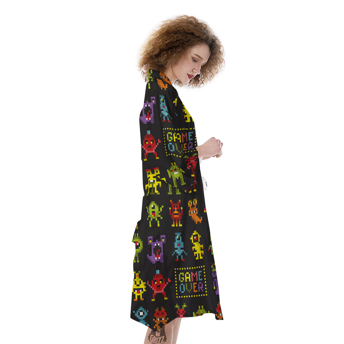 Game Monsters 8-Bit Video Print Pattern Kimono-grizzshop