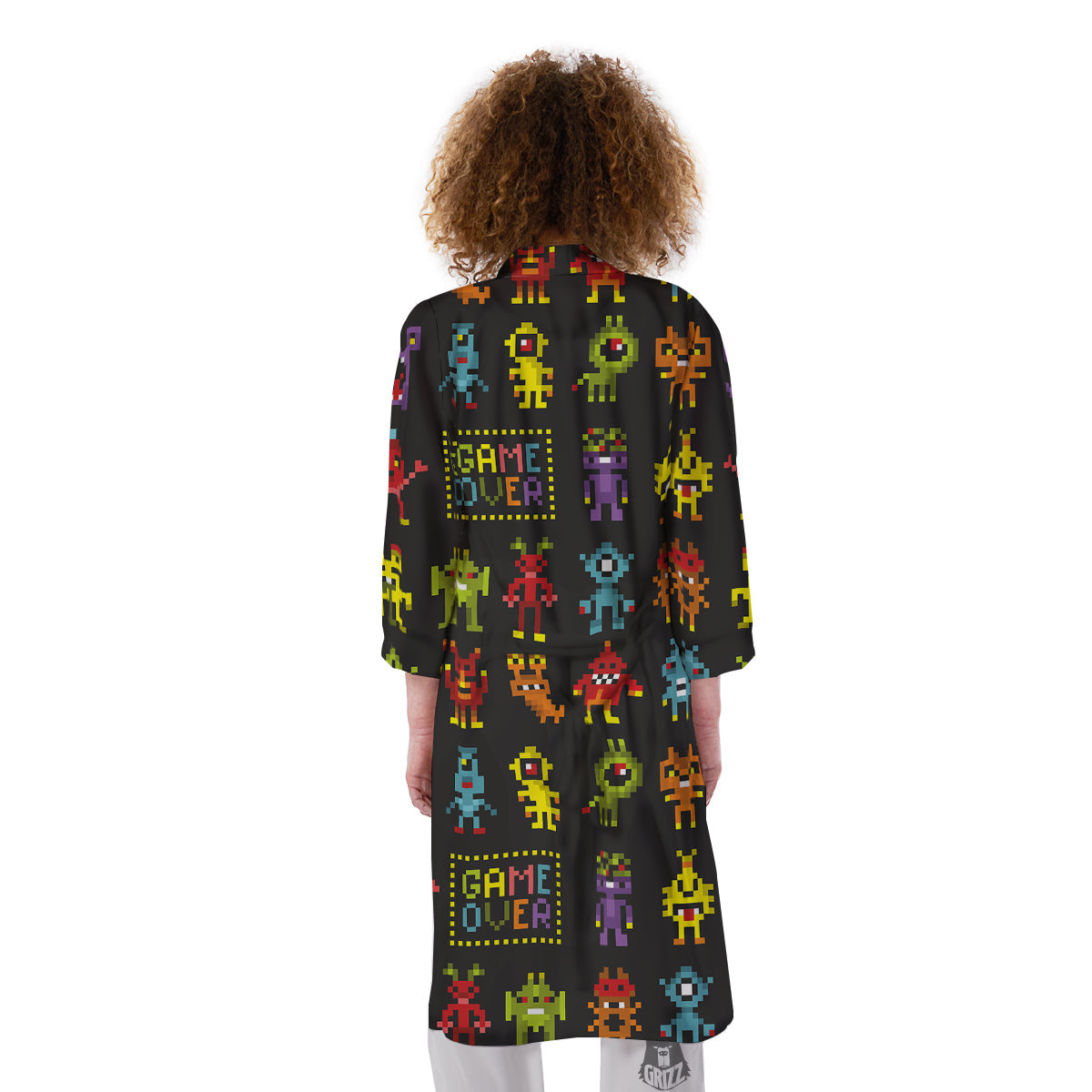 Game Monsters 8-Bit Video Print Pattern Kimono-grizzshop