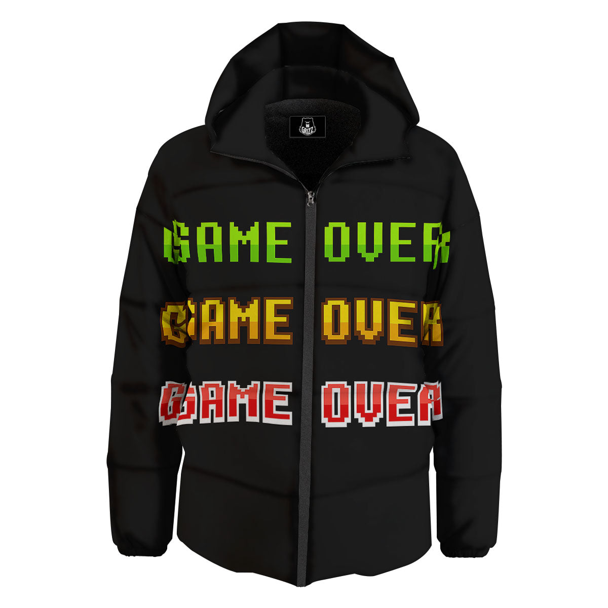 Game Over 8-Bit Print Down Jacket-grizzshop