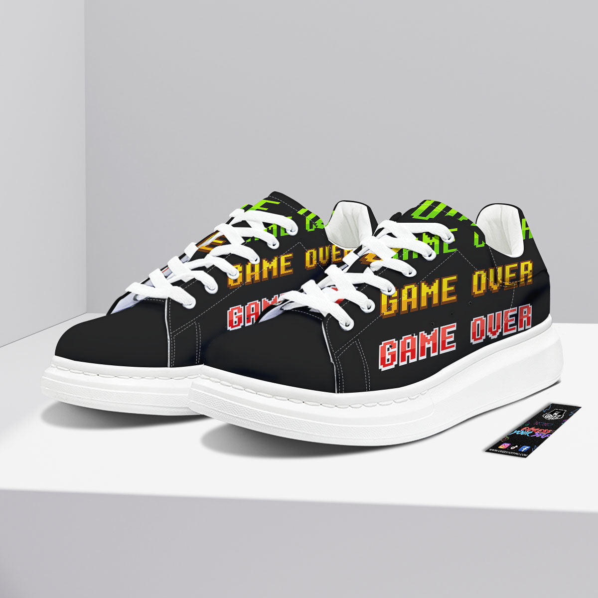 Game Over 8-Bit Print Platform Shoes-grizzshop