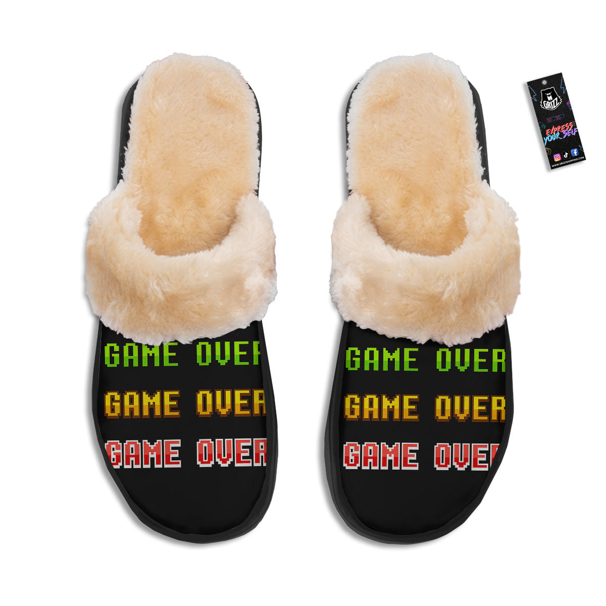Game Over 8-Bit Print Slippers-grizzshop
