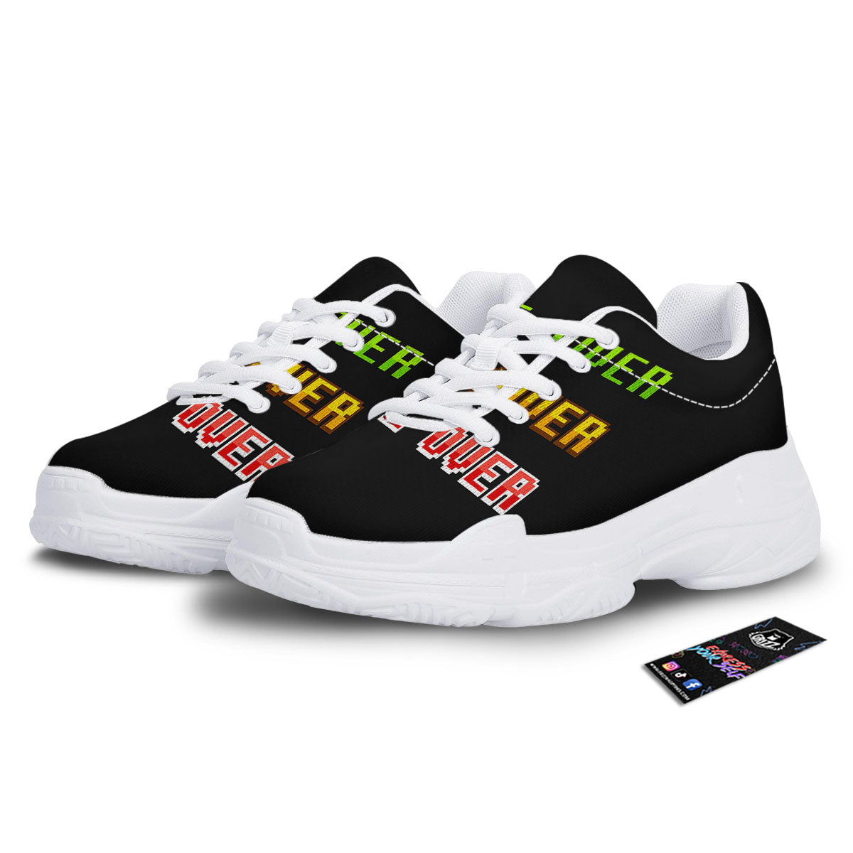 Game Over 8-Bit Print White Chunky Shoes-grizzshop