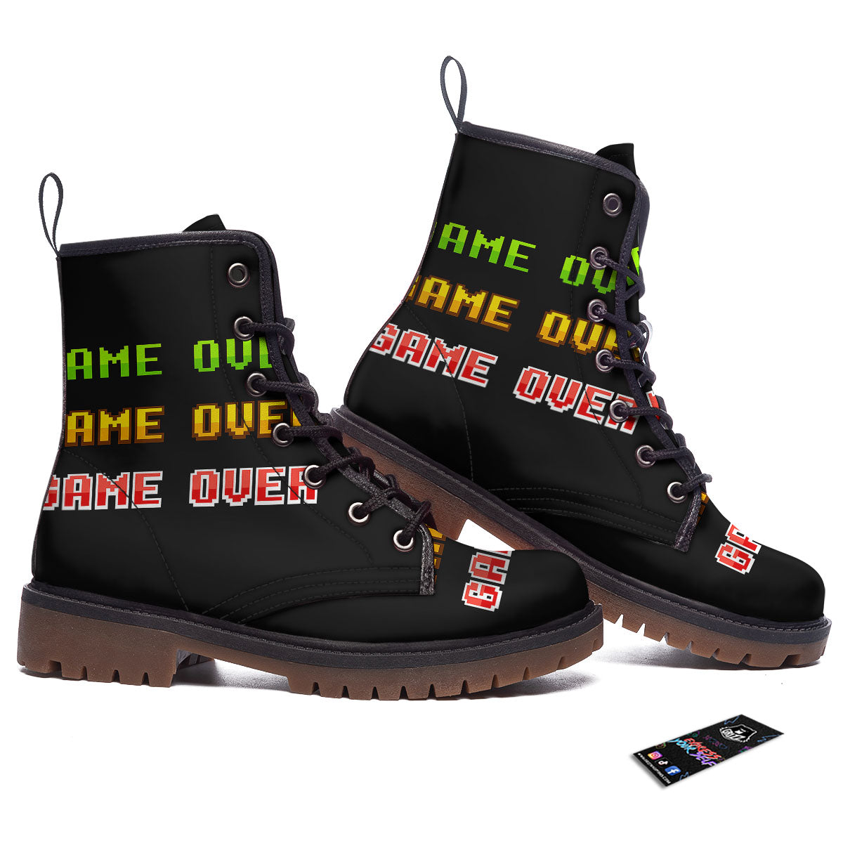 Game Over 8-Bit Print Work Boots-grizzshop