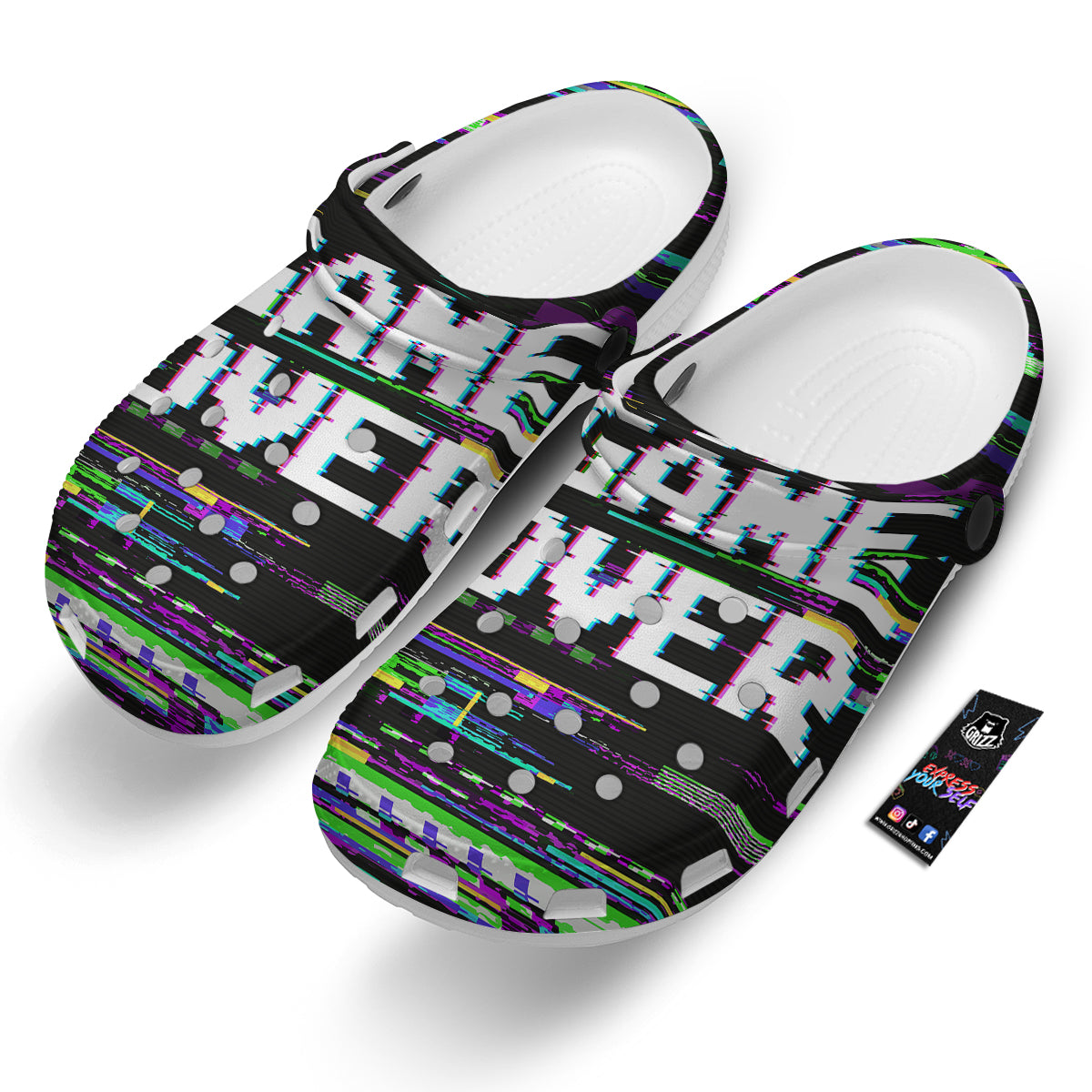 Game Over Text Glitch Effect Print Clog-grizzshop
