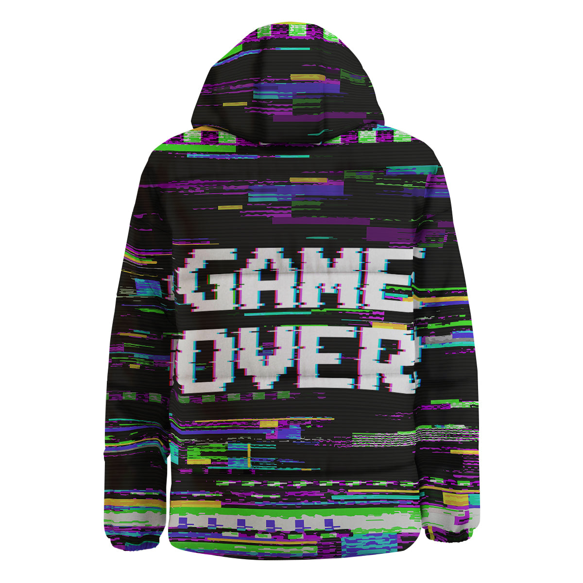 Game Over Text Glitch Effect Print Down Jacket-grizzshop