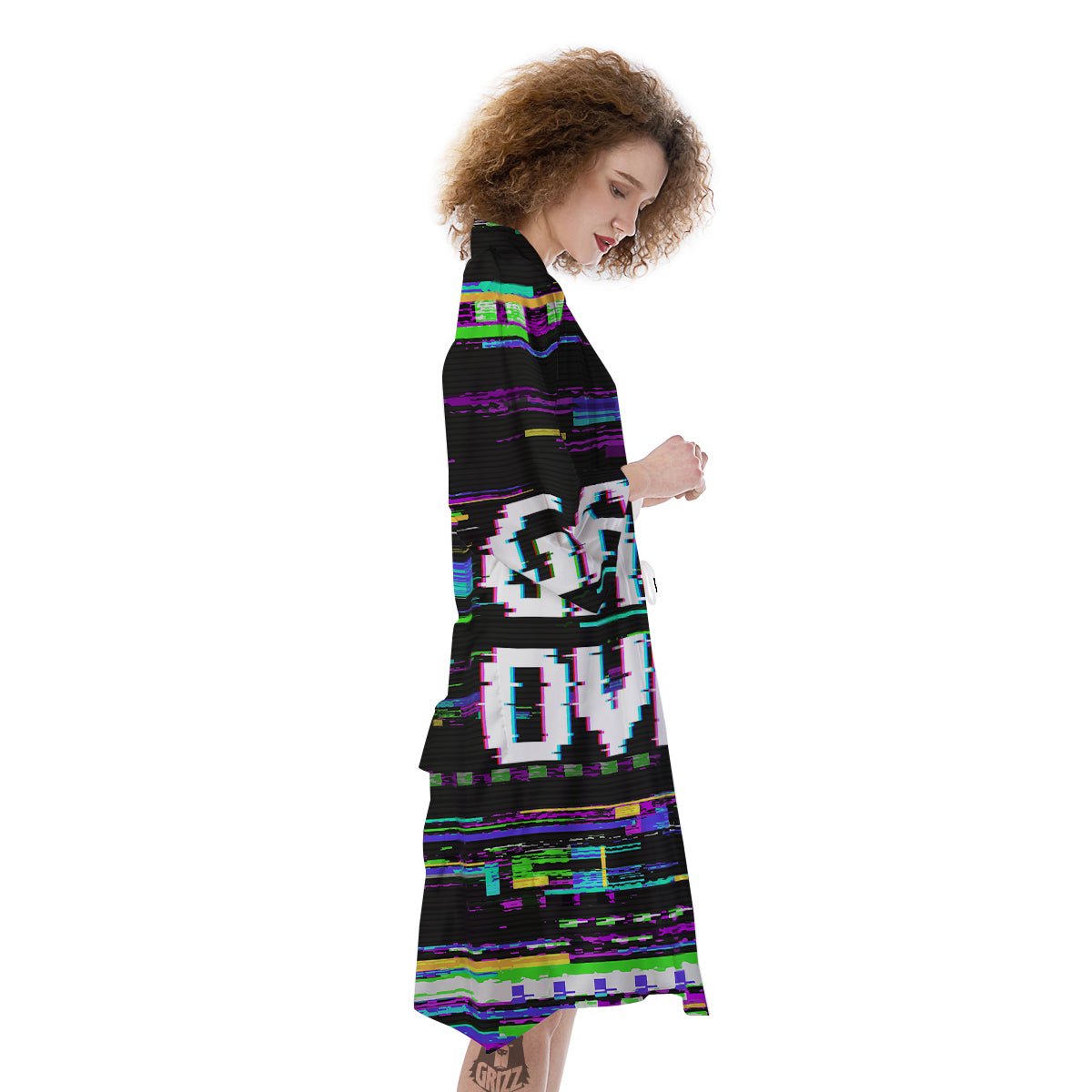 Game Over Text Glitch Effect Print Kimono-grizzshop