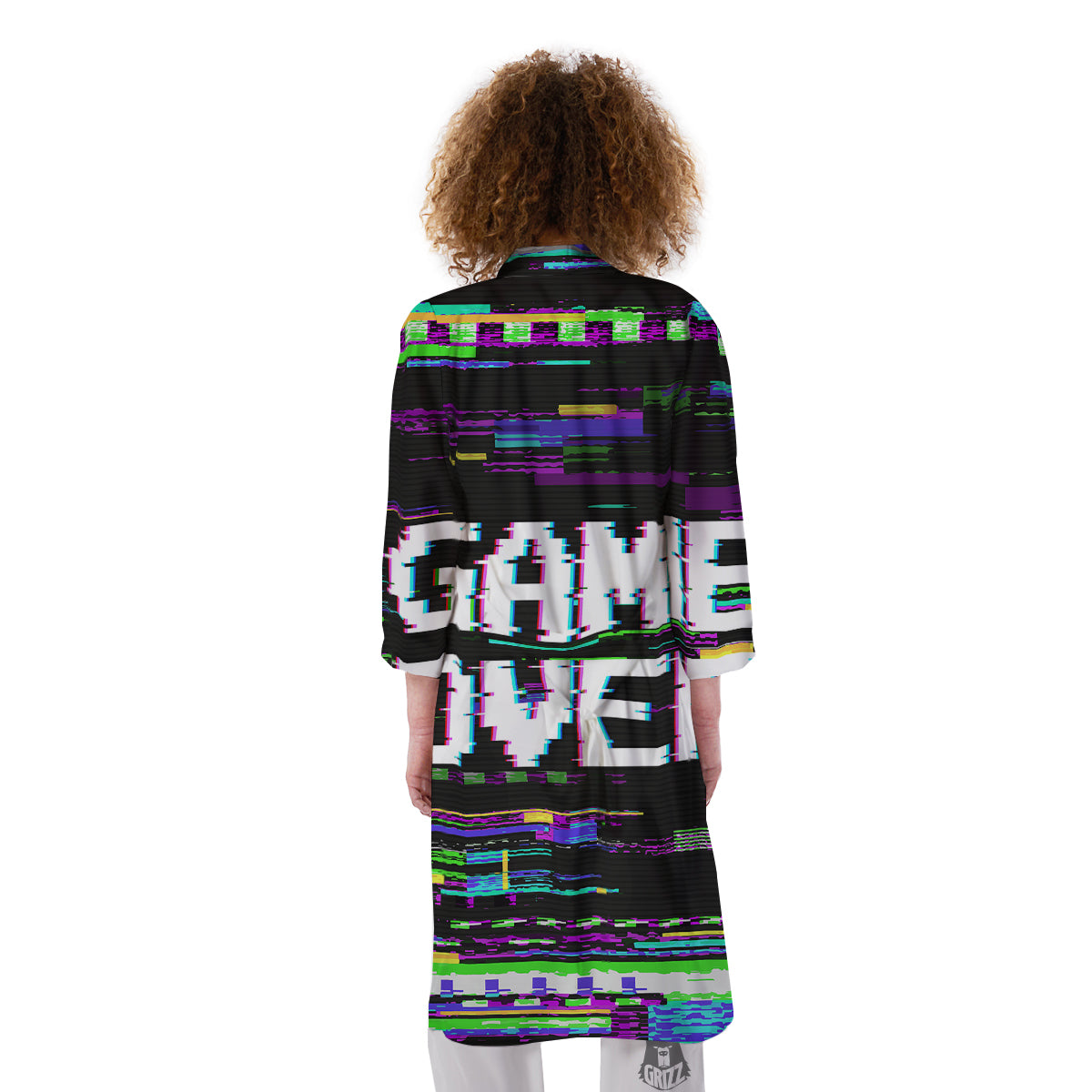 Game Over Text Glitch Effect Print Kimono-grizzshop