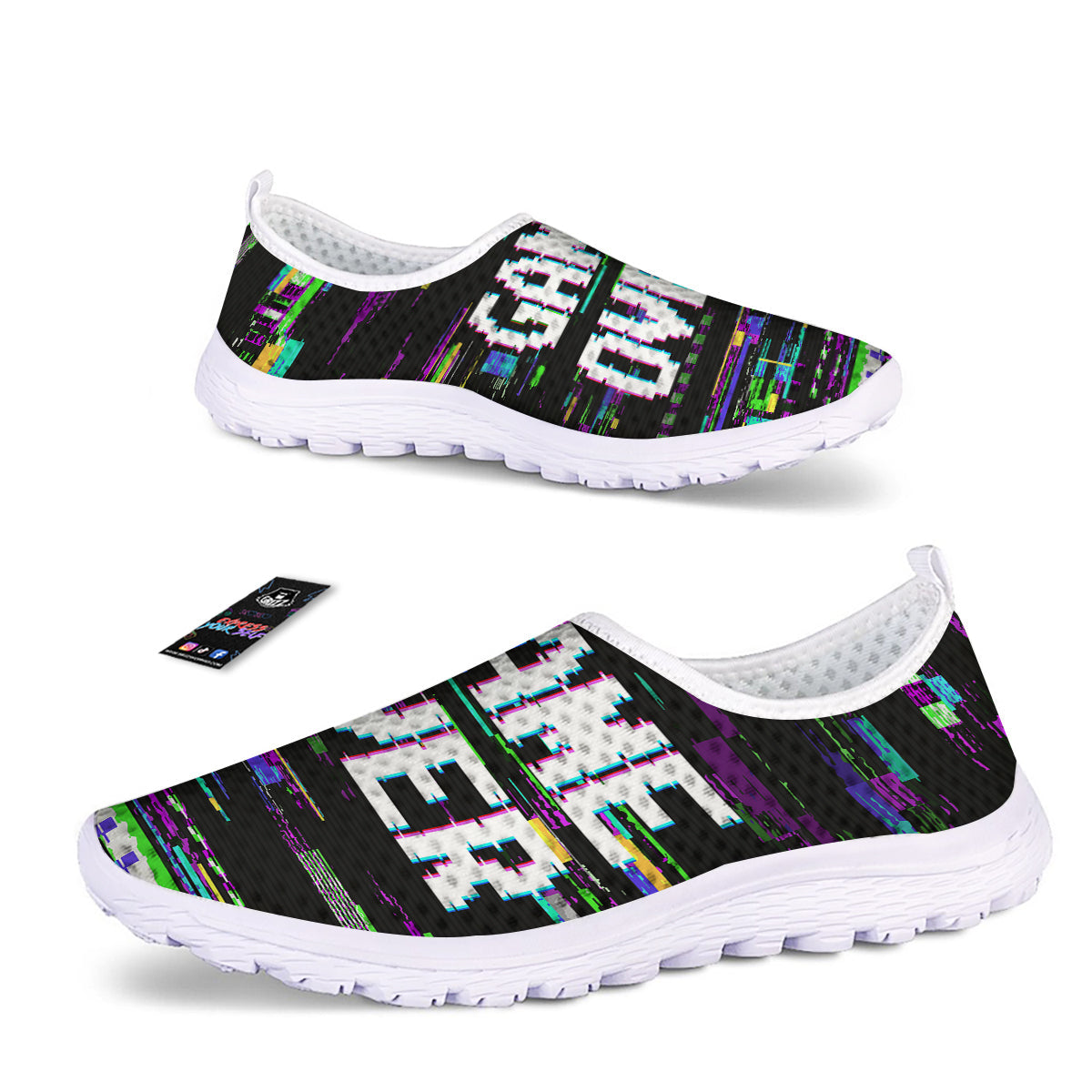 Game Over Text Glitch Effect Print Nurse Shoes-grizzshop
