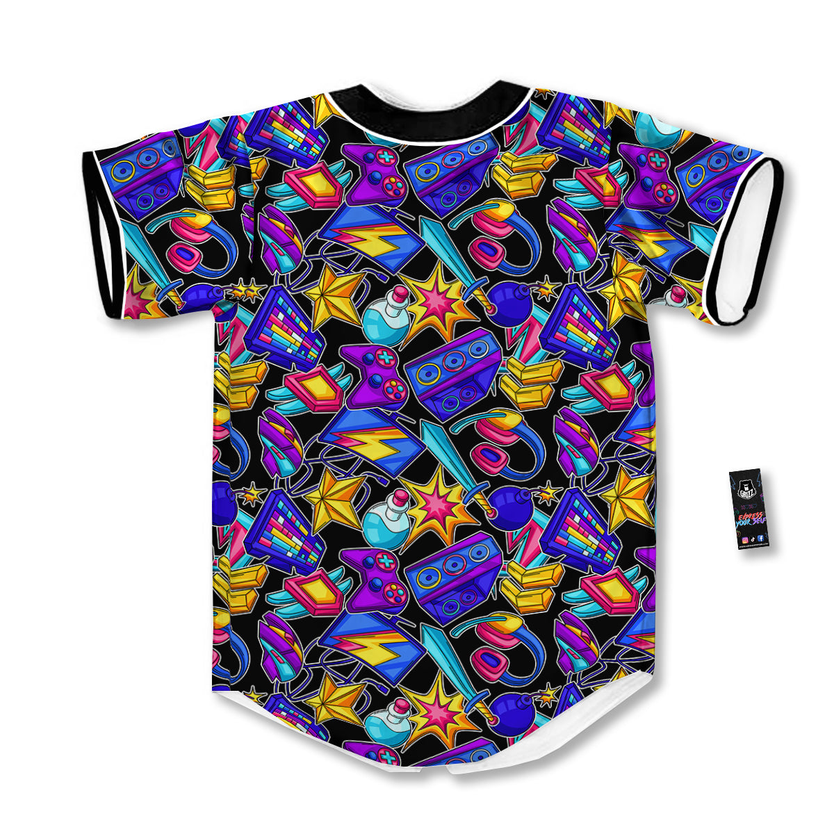 Gaming Items Colorful Print Pattern Baseball Jersey-grizzshop