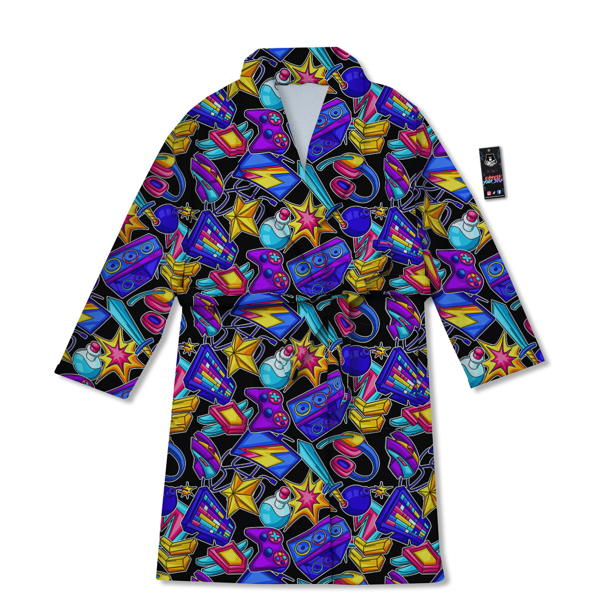 Gaming Items Colorful Print Pattern Bathrobe-grizzshop