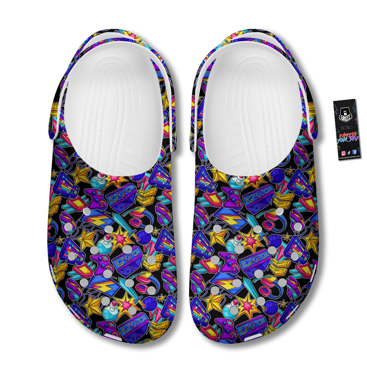 Gaming Items Colorful Print Pattern Clog-grizzshop