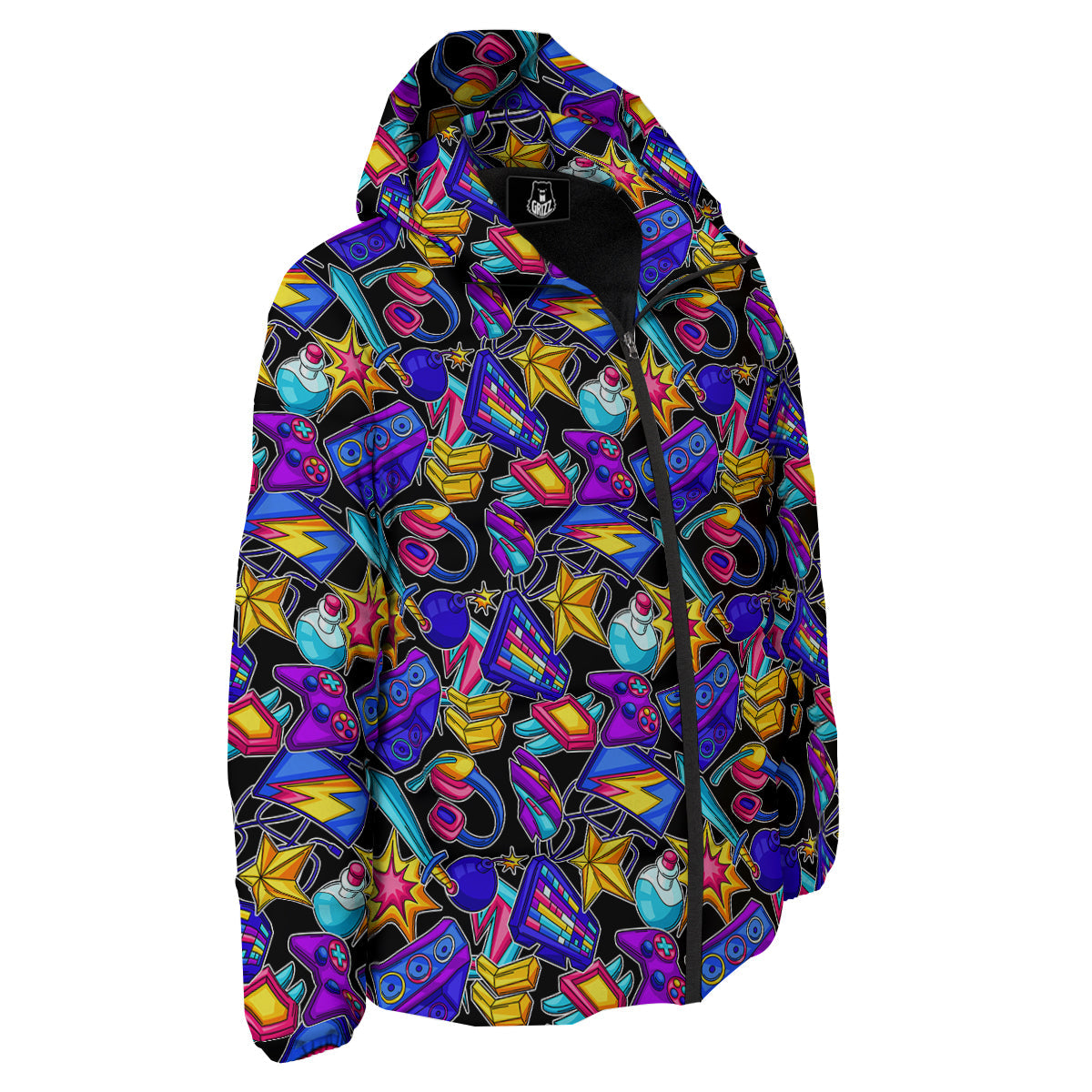 Gaming Items Colorful Print Pattern Down Jacket-grizzshop