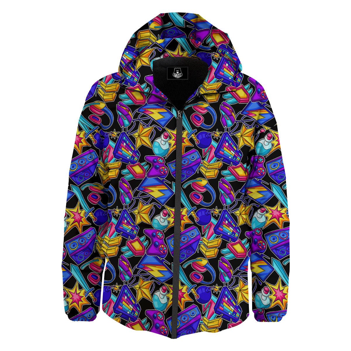 Gaming Items Colorful Print Pattern Down Jacket-grizzshop