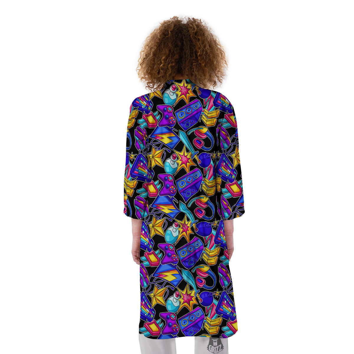 Gaming Items Colorful Print Pattern Kimono-grizzshop