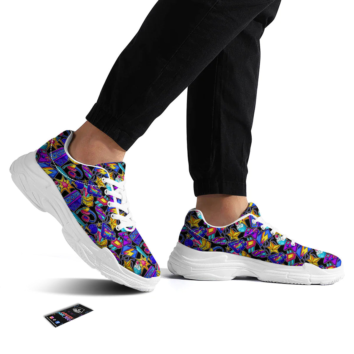 Gaming Items Colorful Print Pattern White Chunky Shoes-grizzshop
