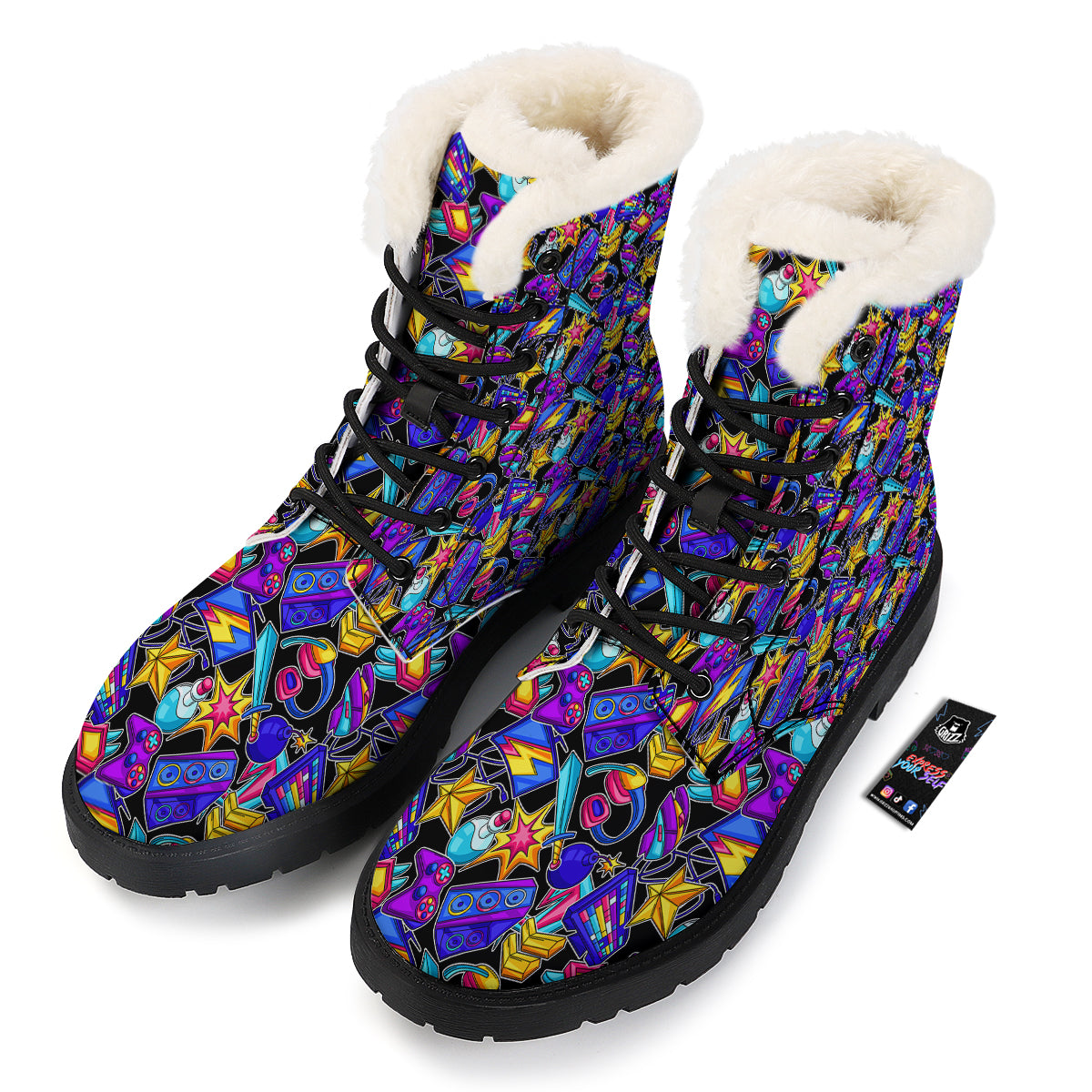 Gaming Items Colorful Print Pattern Winter Boots-grizzshop