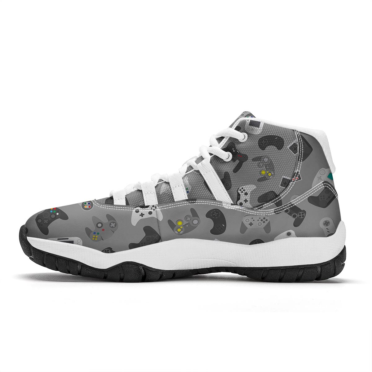 Gaming Joystick Print Pattern White Bball Shoes-grizzshop