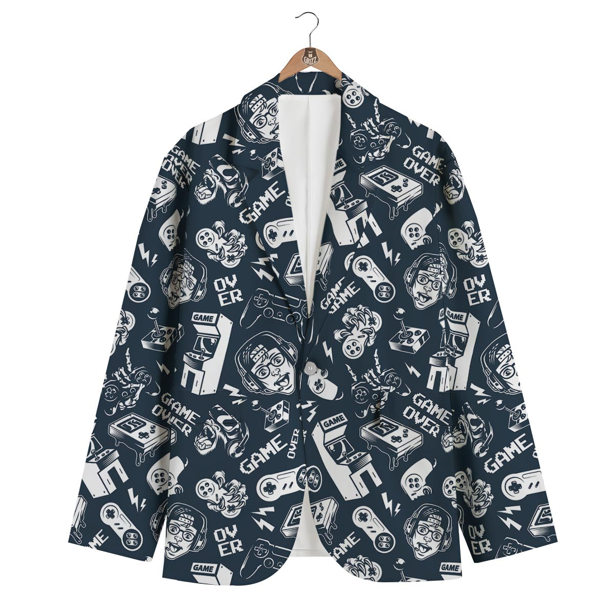 Gaming Pattern Print Men's Blazer-grizzshop