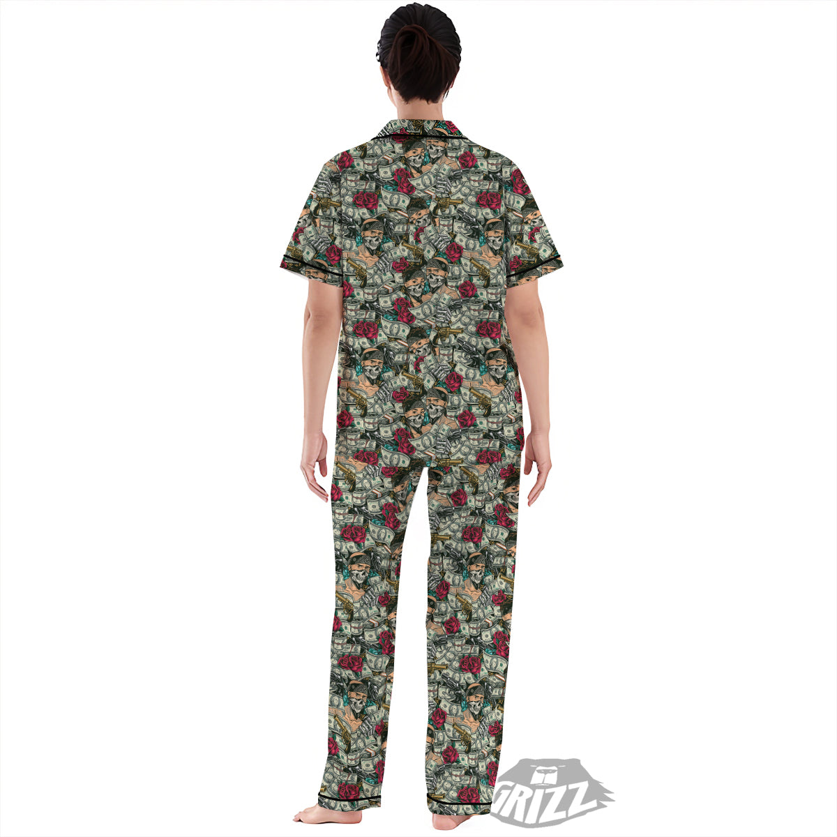 Gang Gun And Money Vintage Print Pattern Women's Pajamas Set-grizzshop