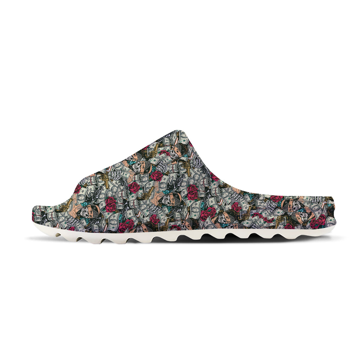 Gang Gun And Money Vintage Print Pattern Sandals-grizzshop