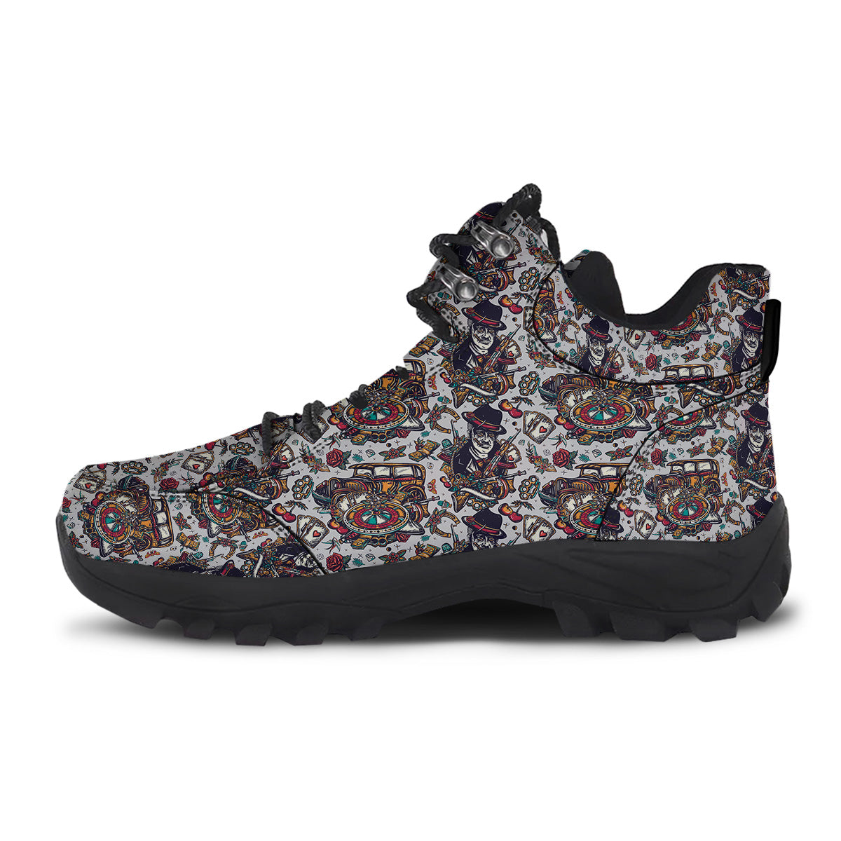 Gangsters And Criminal Tattoo Print Pattern Hiking Shoes-grizzshop